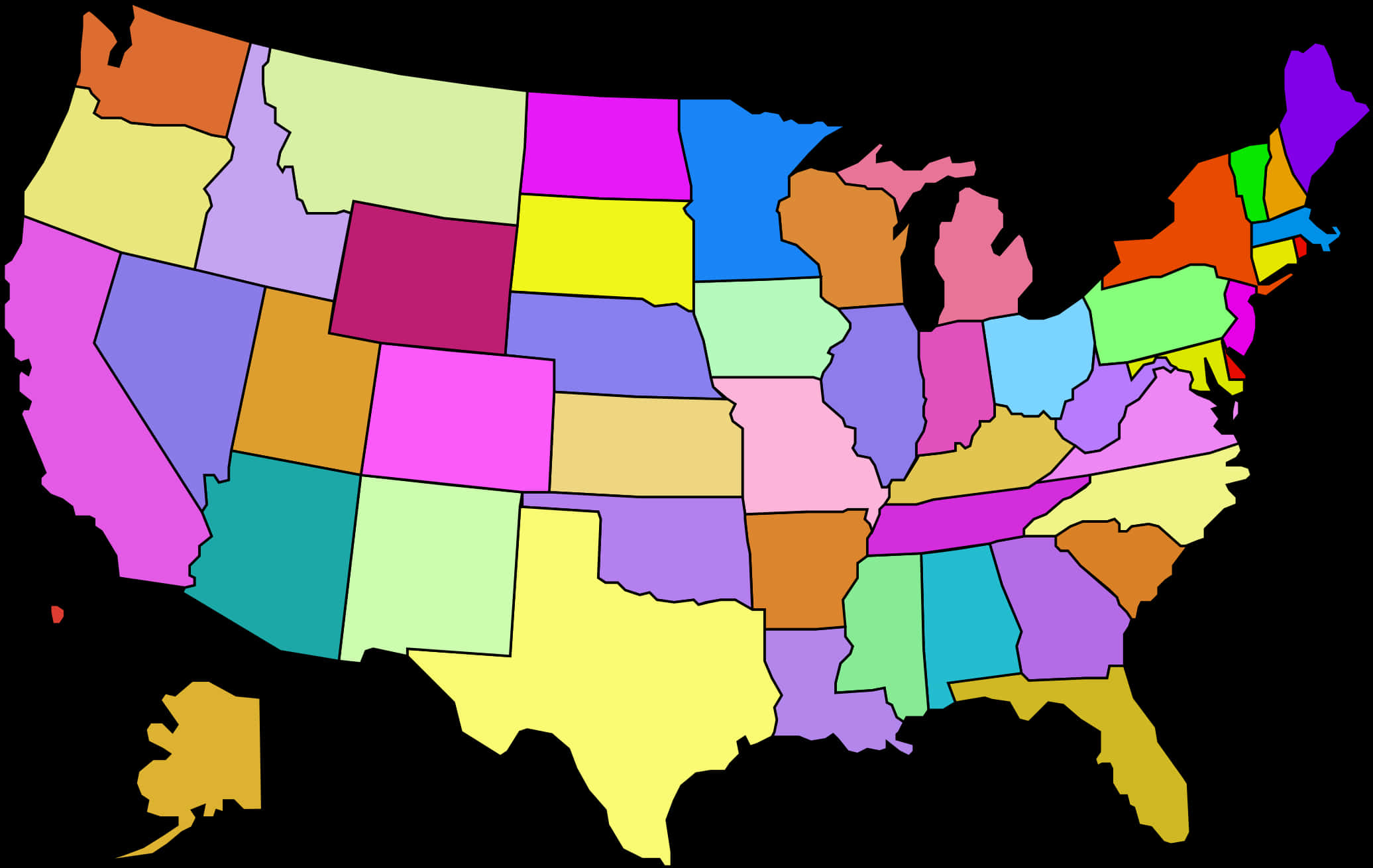 Colorful U S A Map PNG