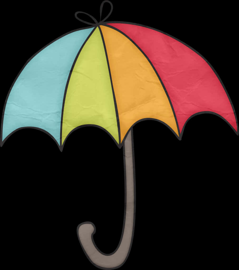 Colorful Umbrella Black Background PNG
