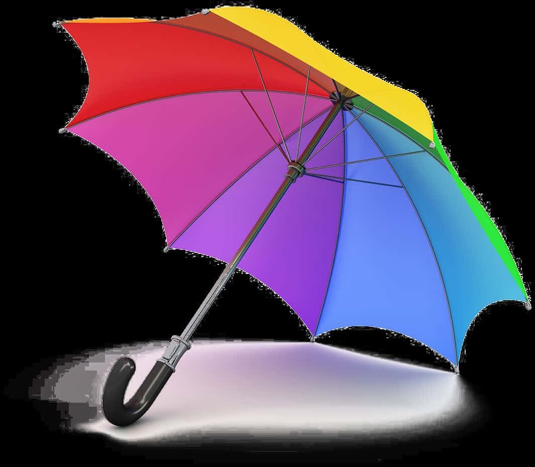 Colorful Umbrella Isolatedon Black PNG