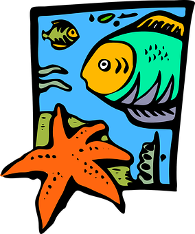 Colorful Underwater Cartoon Artwork PNG
