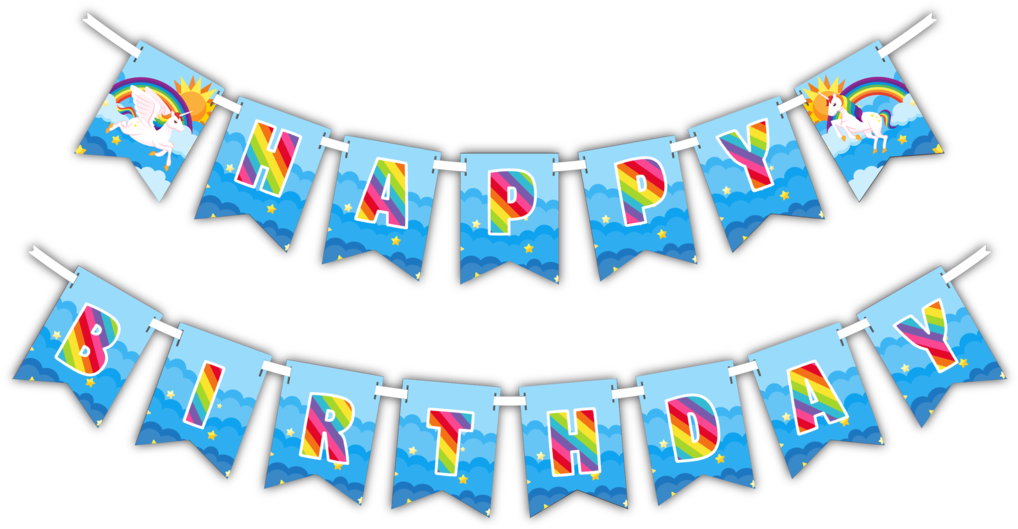 Colorful Unicorn Birthday Banner PNG