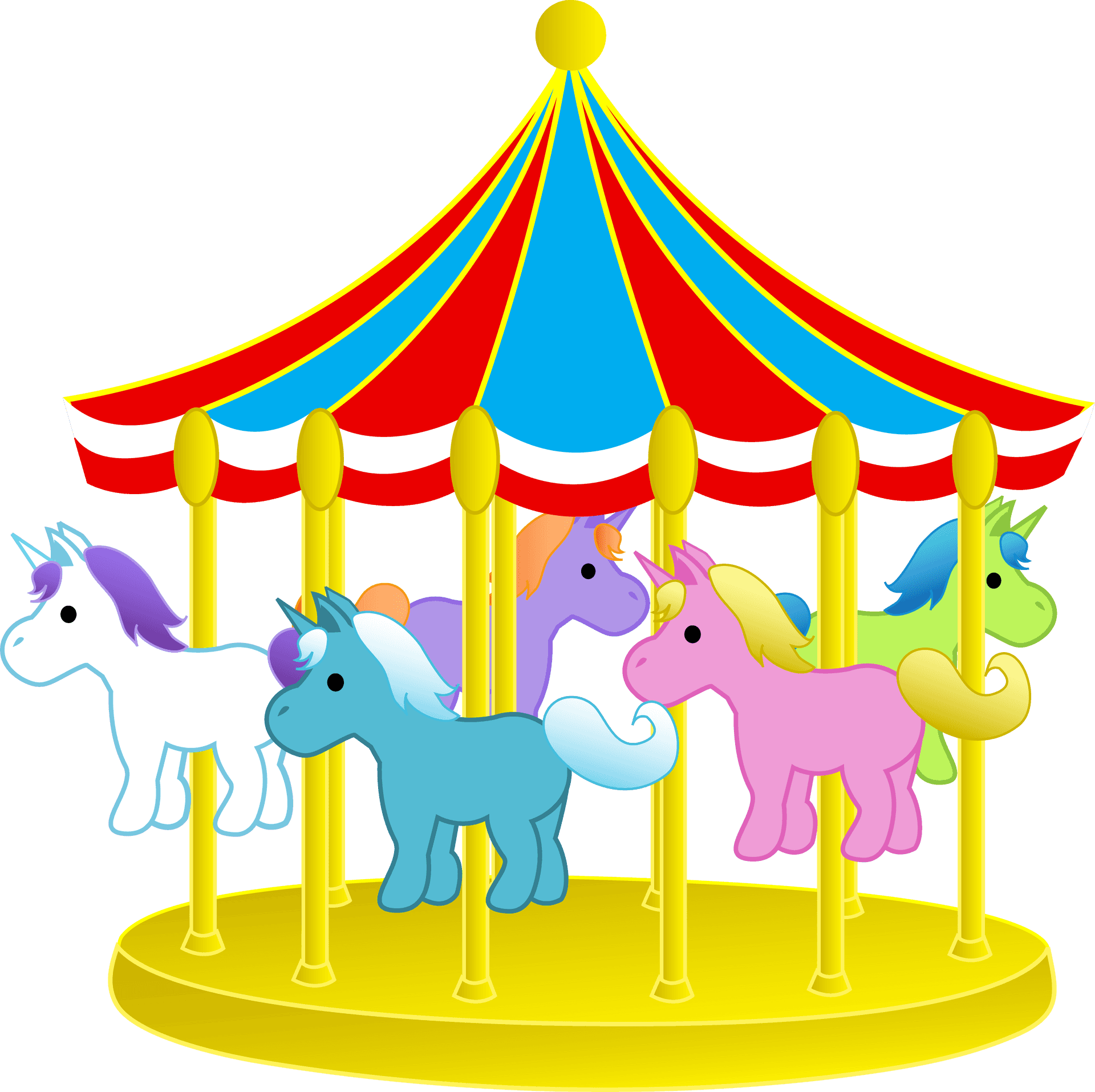 Colorful Unicorn Carousel Illustration PNG
