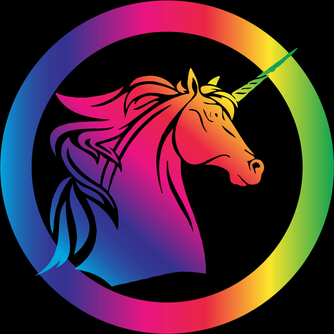 Colorful Unicorn Profile Rainbow Circle PNG