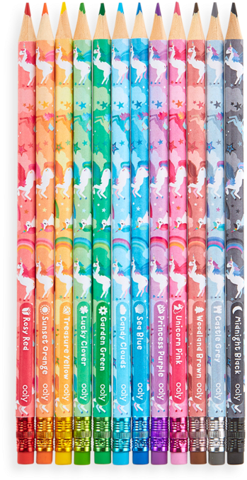 Colorful Unicorn Themed Pencils PNG