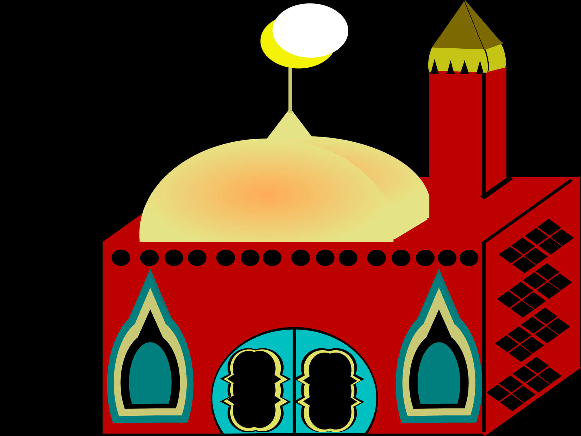 Colorful Vector Mosque Illustration PNG