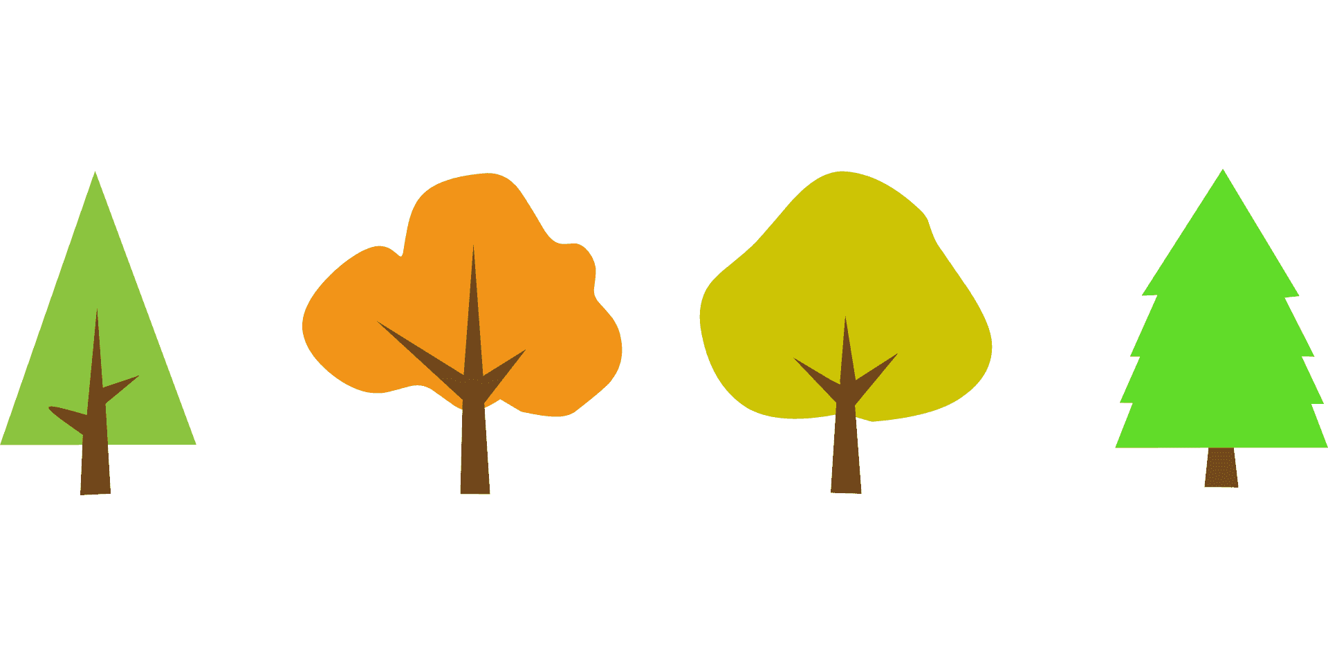 Colorful Vector Trees Collection PNG