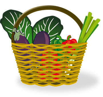 Colorful Vegetable Basket Illustration PNG