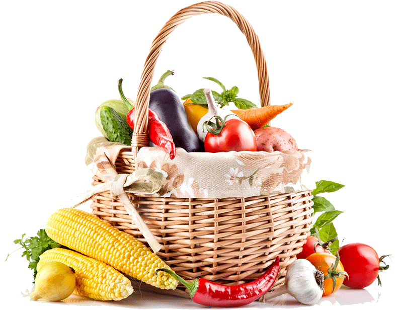 Colorful Vegetable Basket PNG