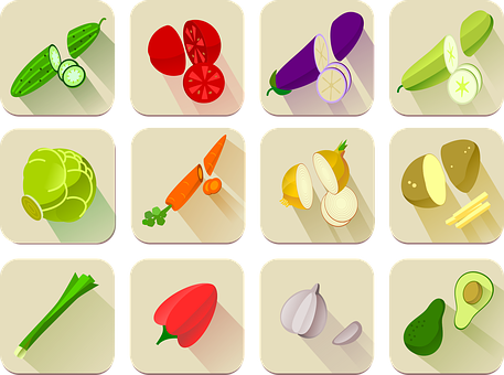 Colorful Vegetable Icons Set PNG