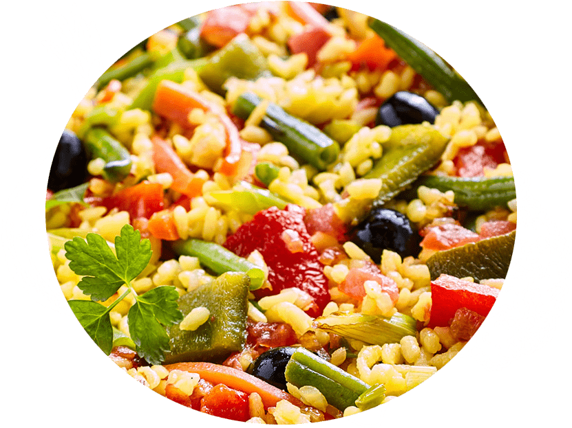 Colorful Vegetable Paella Dish PNG