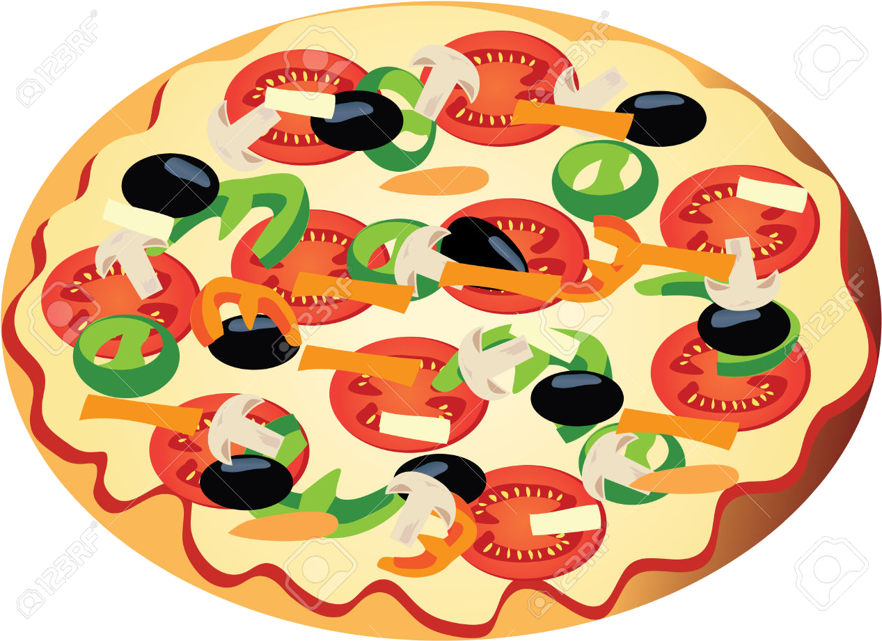 Colorful Vegetable Pizza Clipart PNG