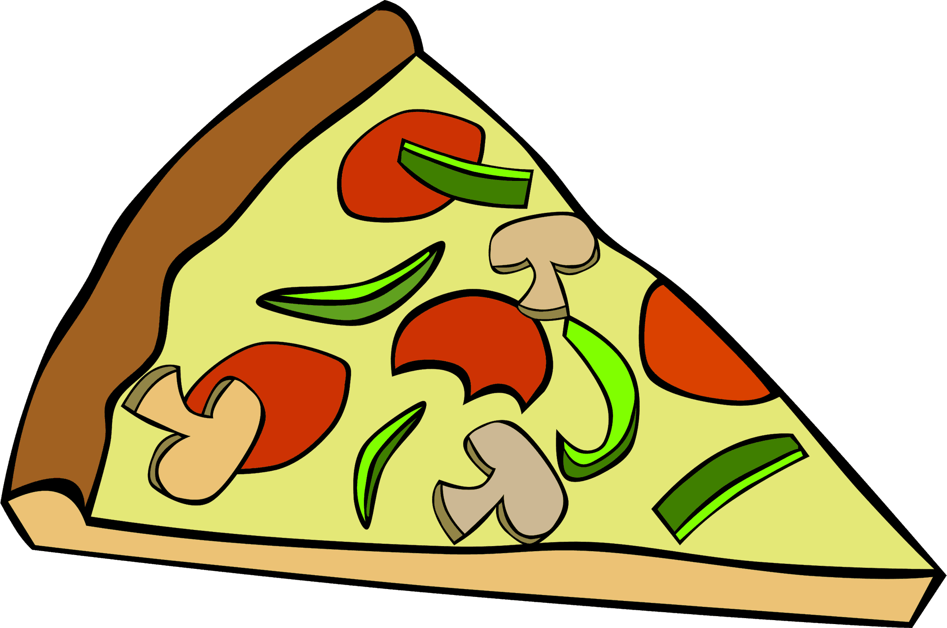 Colorful Vegetable Pizza Slice Clipart PNG