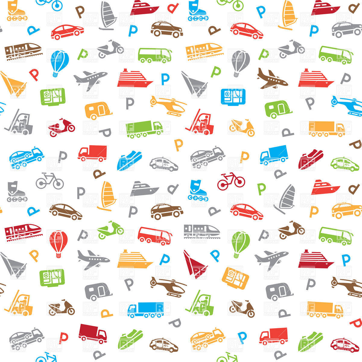 Colorful Vehicles Clipart Wallpaper