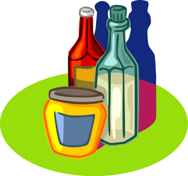 Colorful Vinegar Bottles Illustration PNG