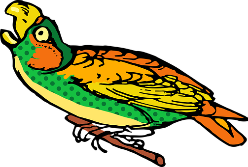 Colorful Vintage Bird Illustration PNG