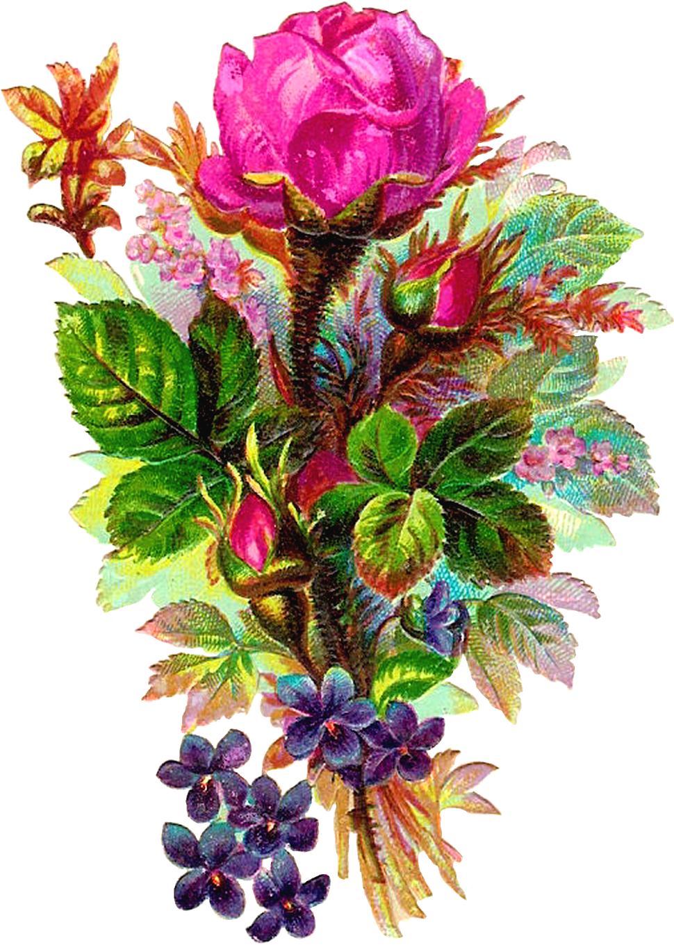 Colorful Vintage Floral Arrangement PNG