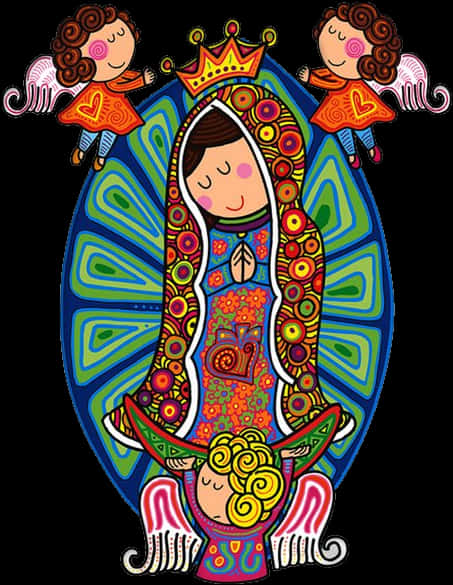 Colorful Virgen De Guadalupe Artwork PNG