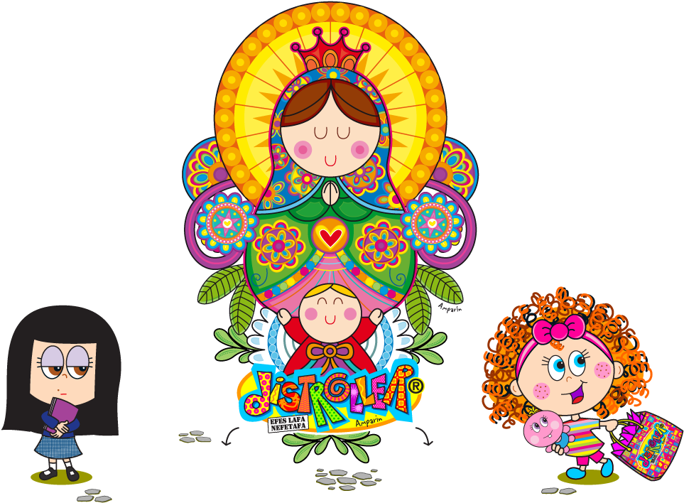 Colorful Virgin Maryand Children Cartoon PNG