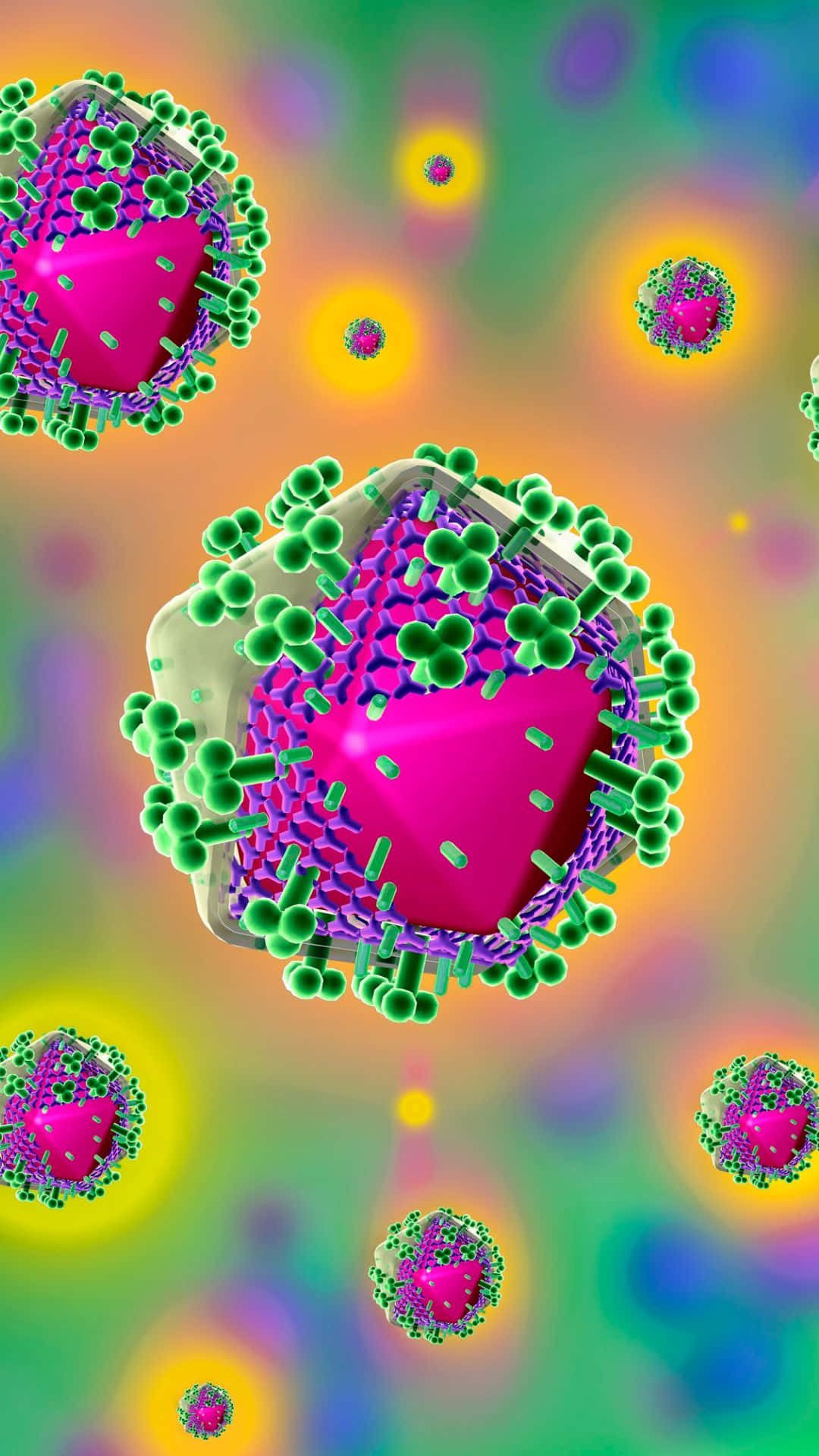 Kleurvolle Virus Deeltjes Illustratie Achtergrond