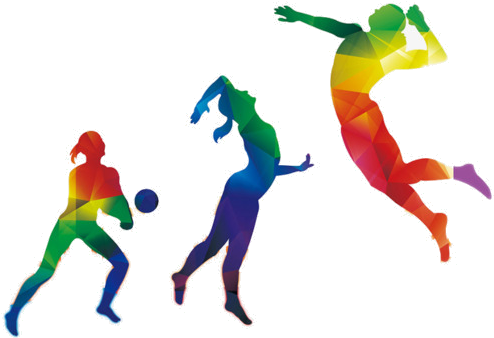 Colorful Volleyball Players Clipart PNG