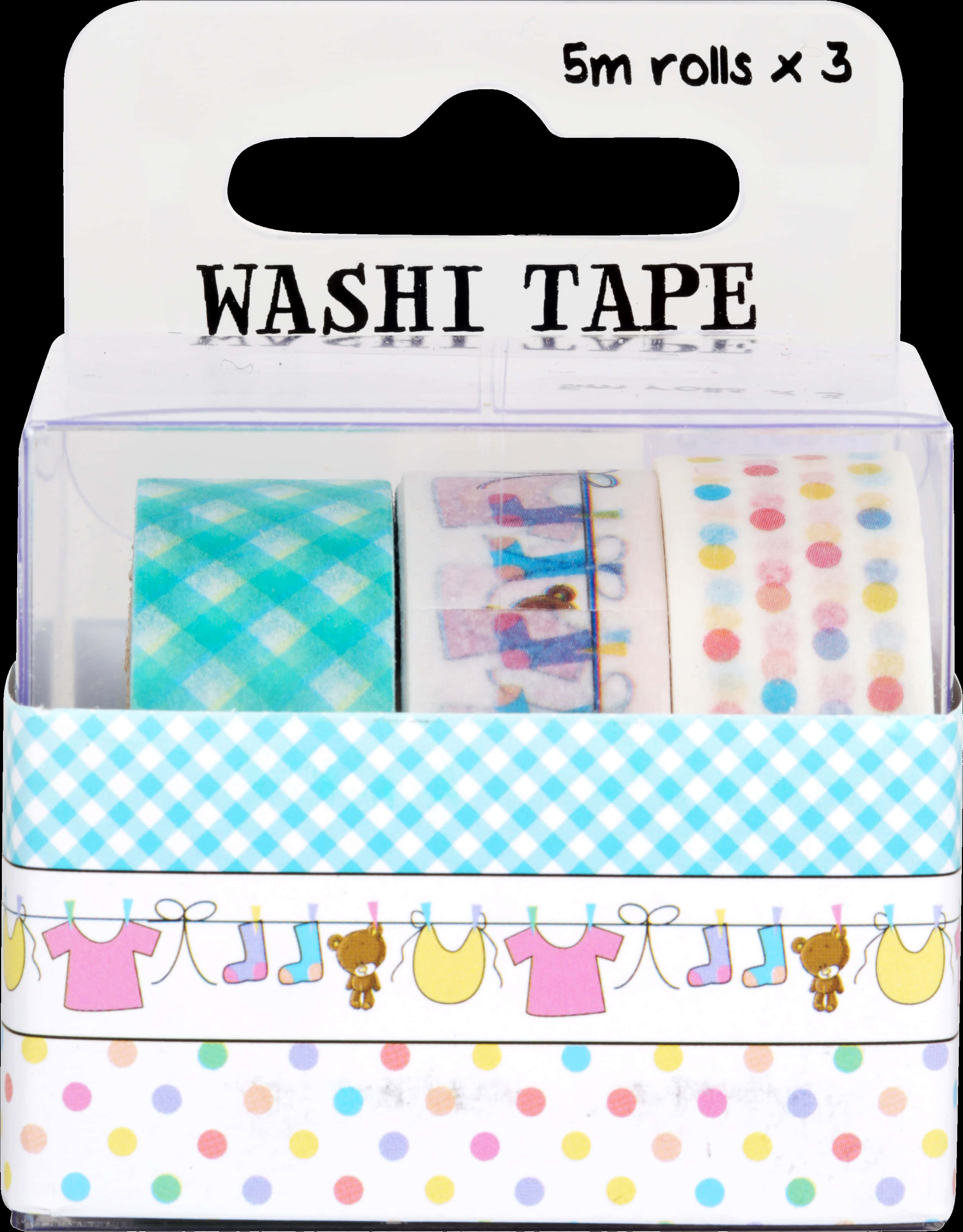 Colorful Washi Tape Pack5m Rolls PNG