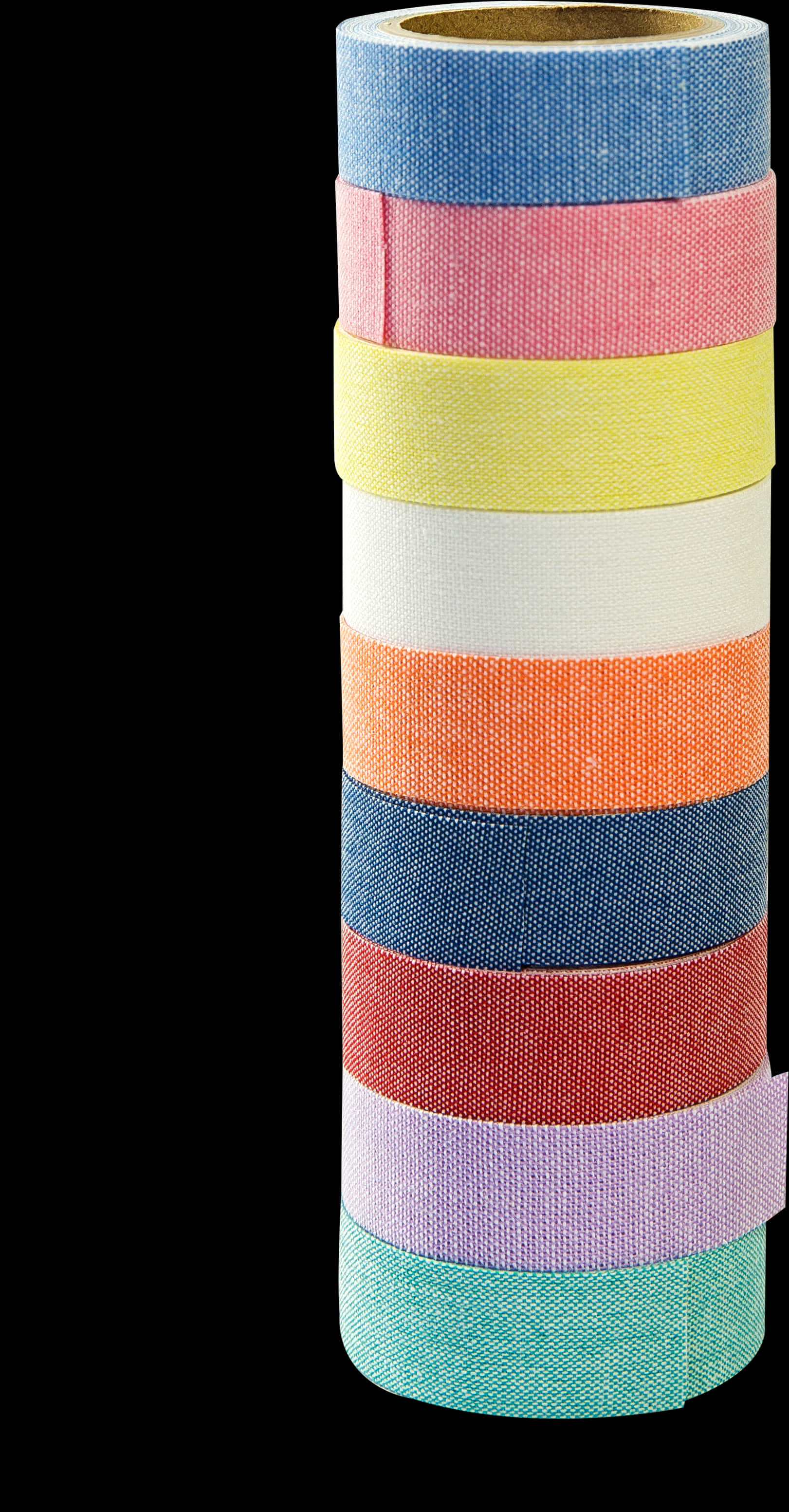 Colorful Washi Tape Stack Black Background PNG