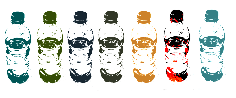 Colorful Water Bottles Abstract PNG