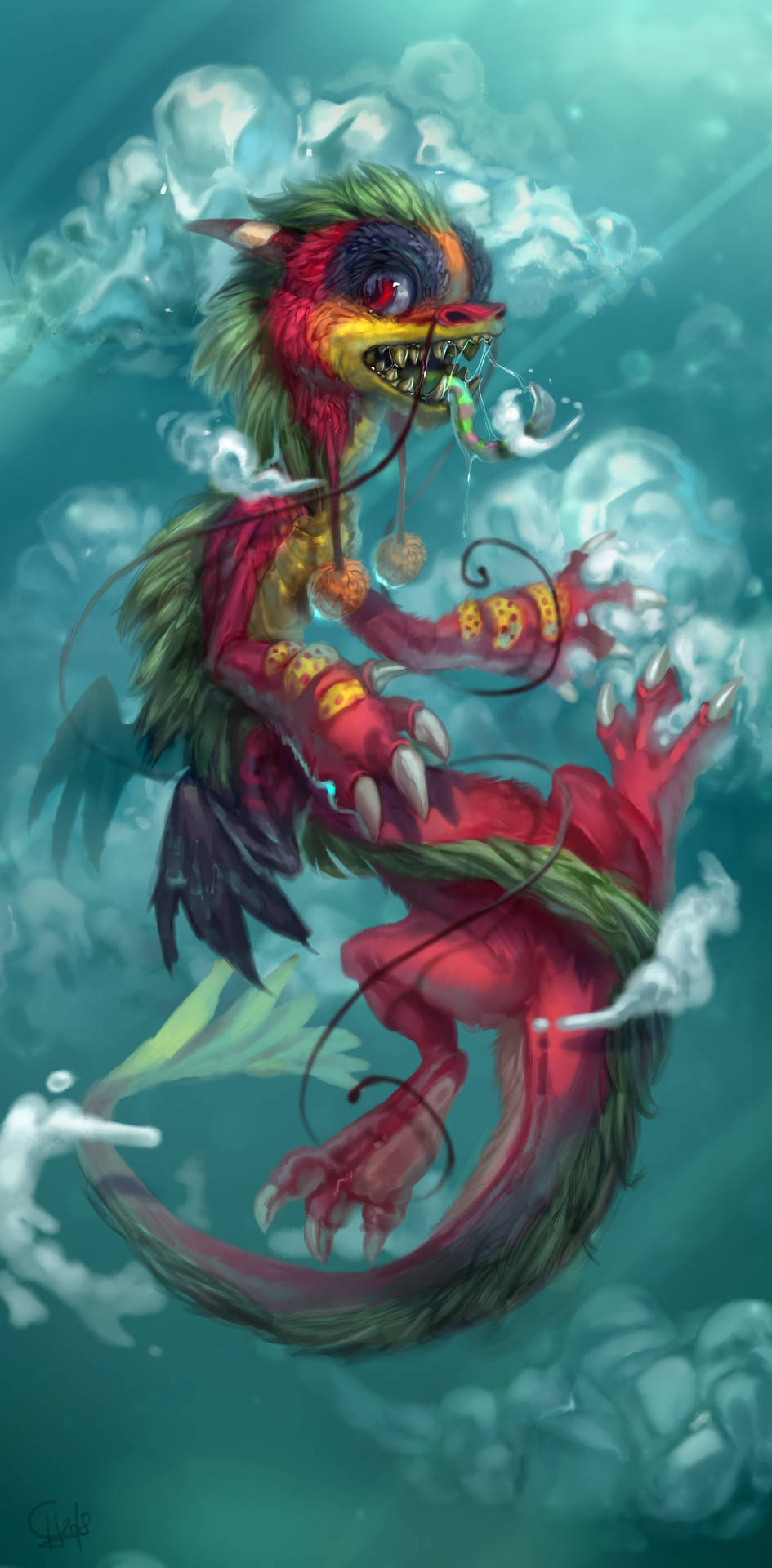Colorful Water Dragon Artwork Wallpaper