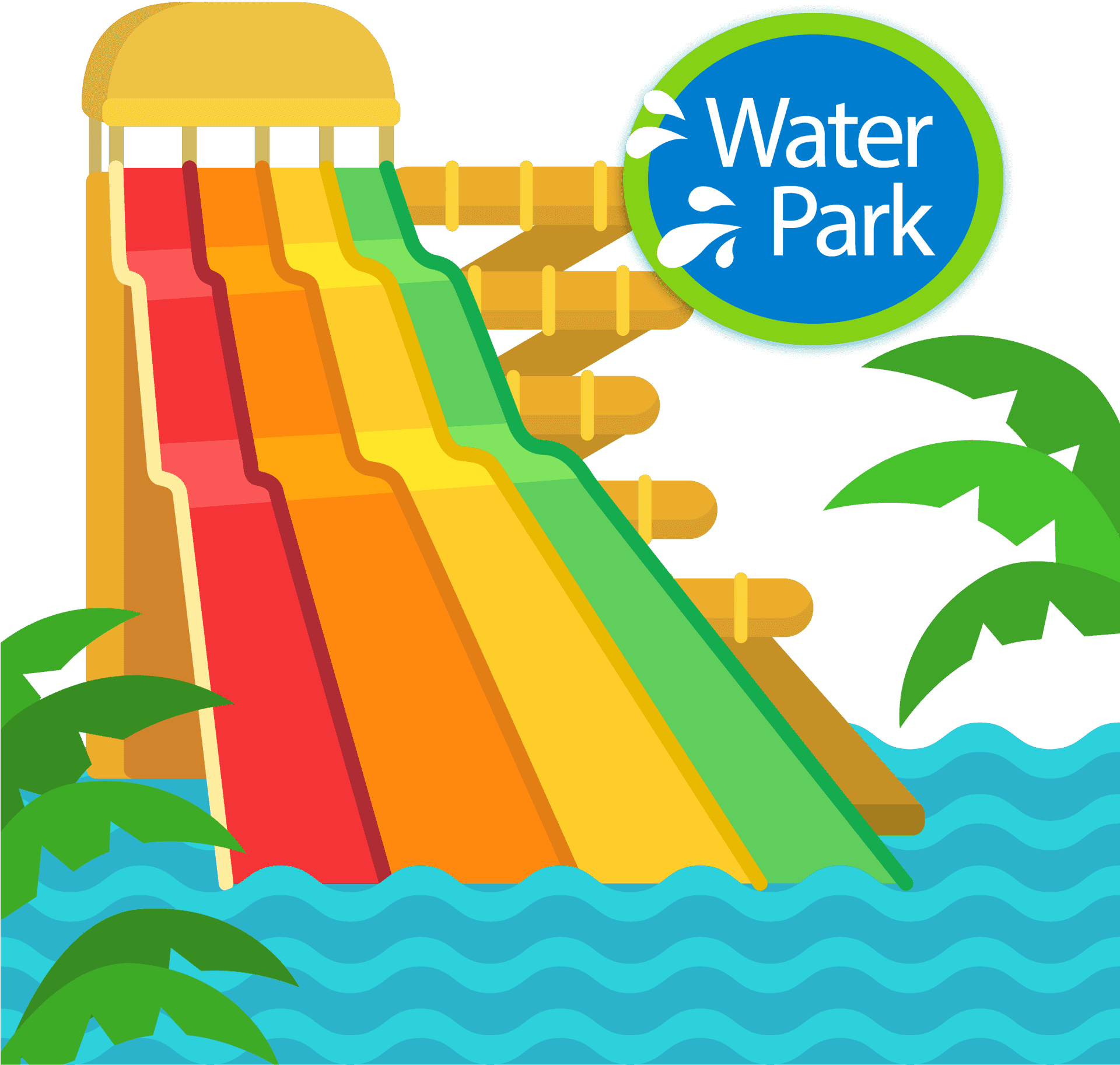 Colorful Water Slide At Park Illustration PNG