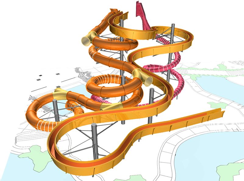 Colorful Water Slide Design Concept PNG