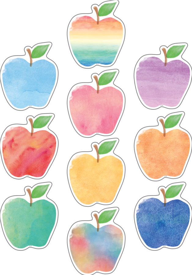 Colorful Watercolor Apple Stickers PNG