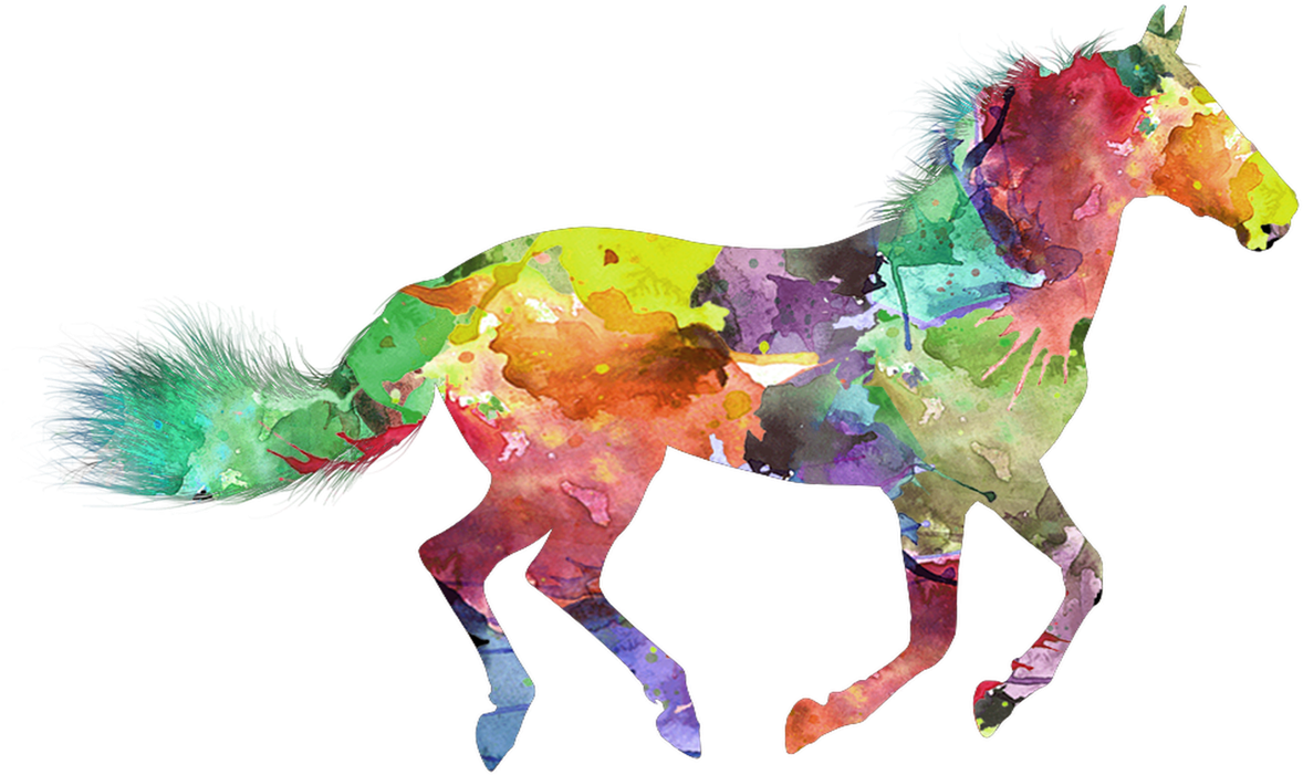 Colorful Watercolor Horse Artwork PNG