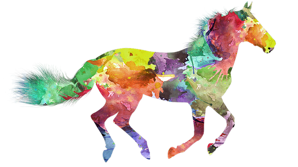 Colorful Watercolor Horse Illustration PNG