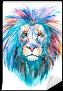 Colorful Watercolor Lion Artwork PNG