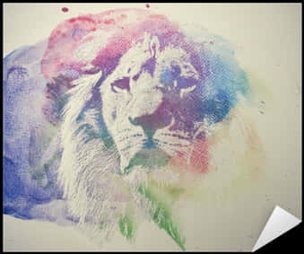 Colorful Watercolor Lion Artwork PNG