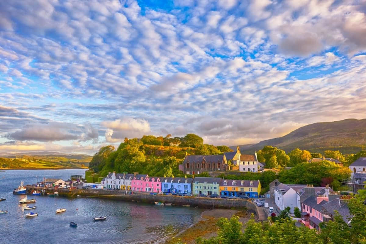 Colorful Waterfront Houses Lisburn U K Wallpaper