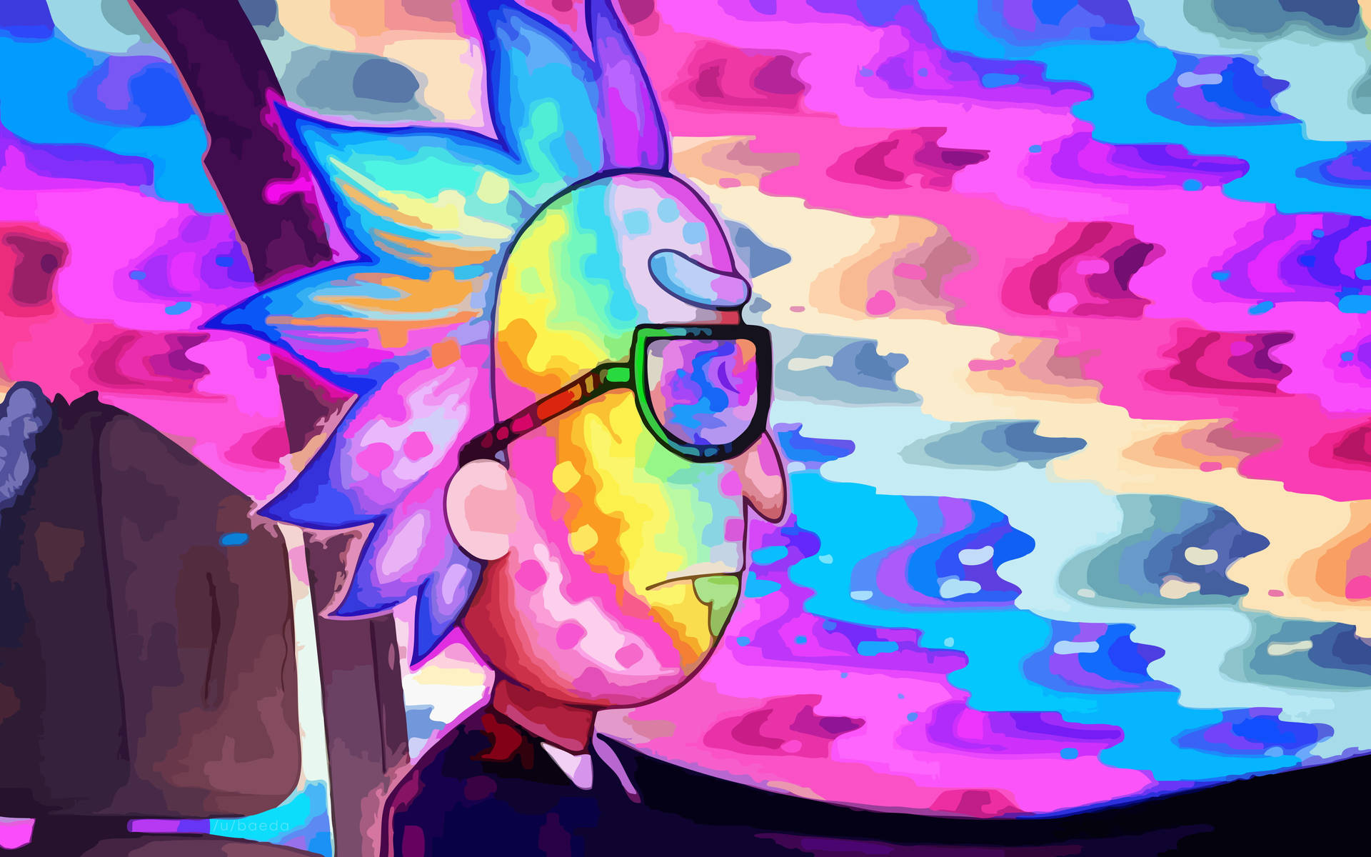 Colorful Waves Rick And Morty Trippy Wallpaper