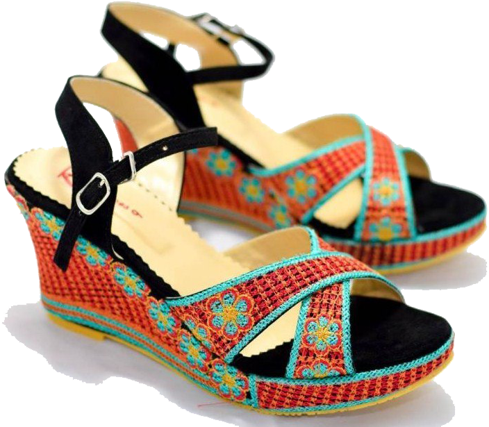 Colorful Wedge Sandals PNG