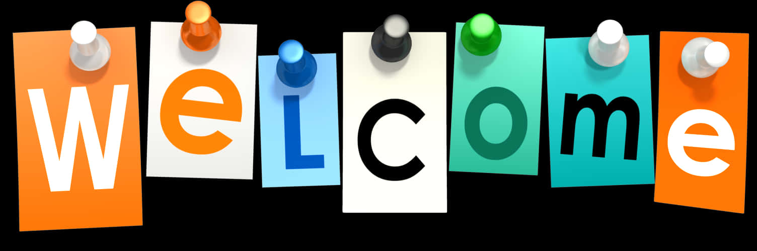 Colorful Welcome Sign Pinned Papers PNG