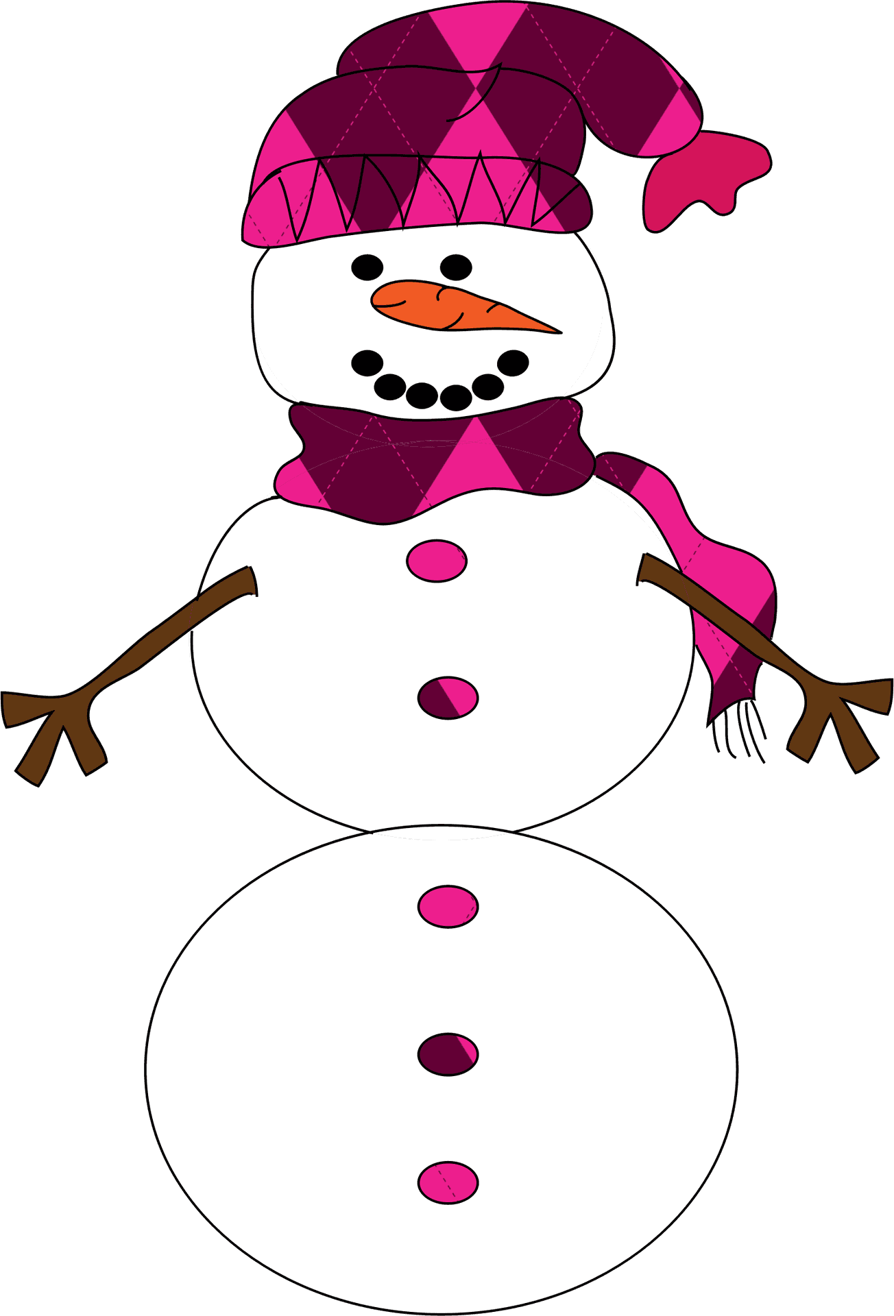 Colorful Winter Snowman Illustration PNG