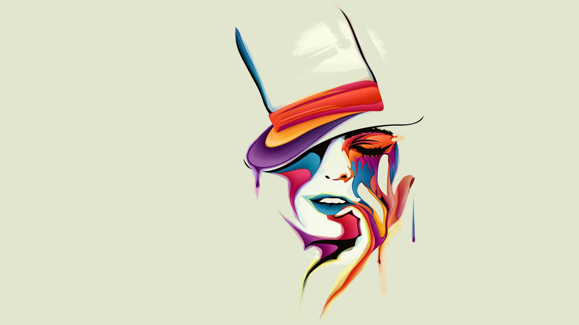 Colorful Woman's Face Illustration Wallpaper