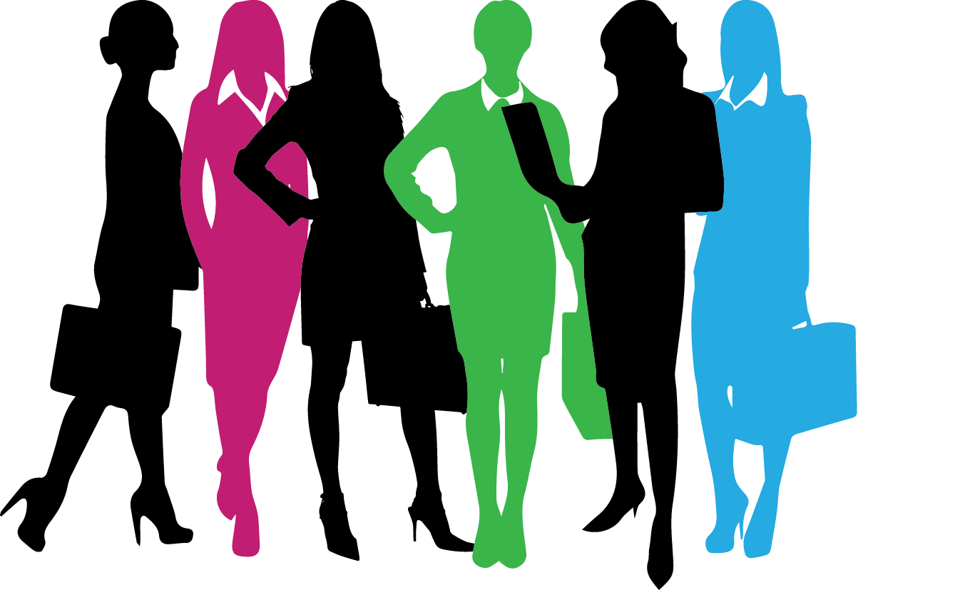 Colorful Women Silhouettes Group PNG