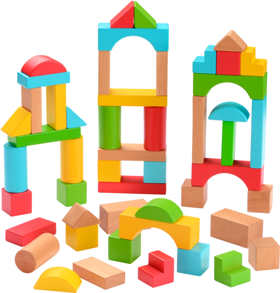 Colorful Wooden Blocks Construction Toys PNG