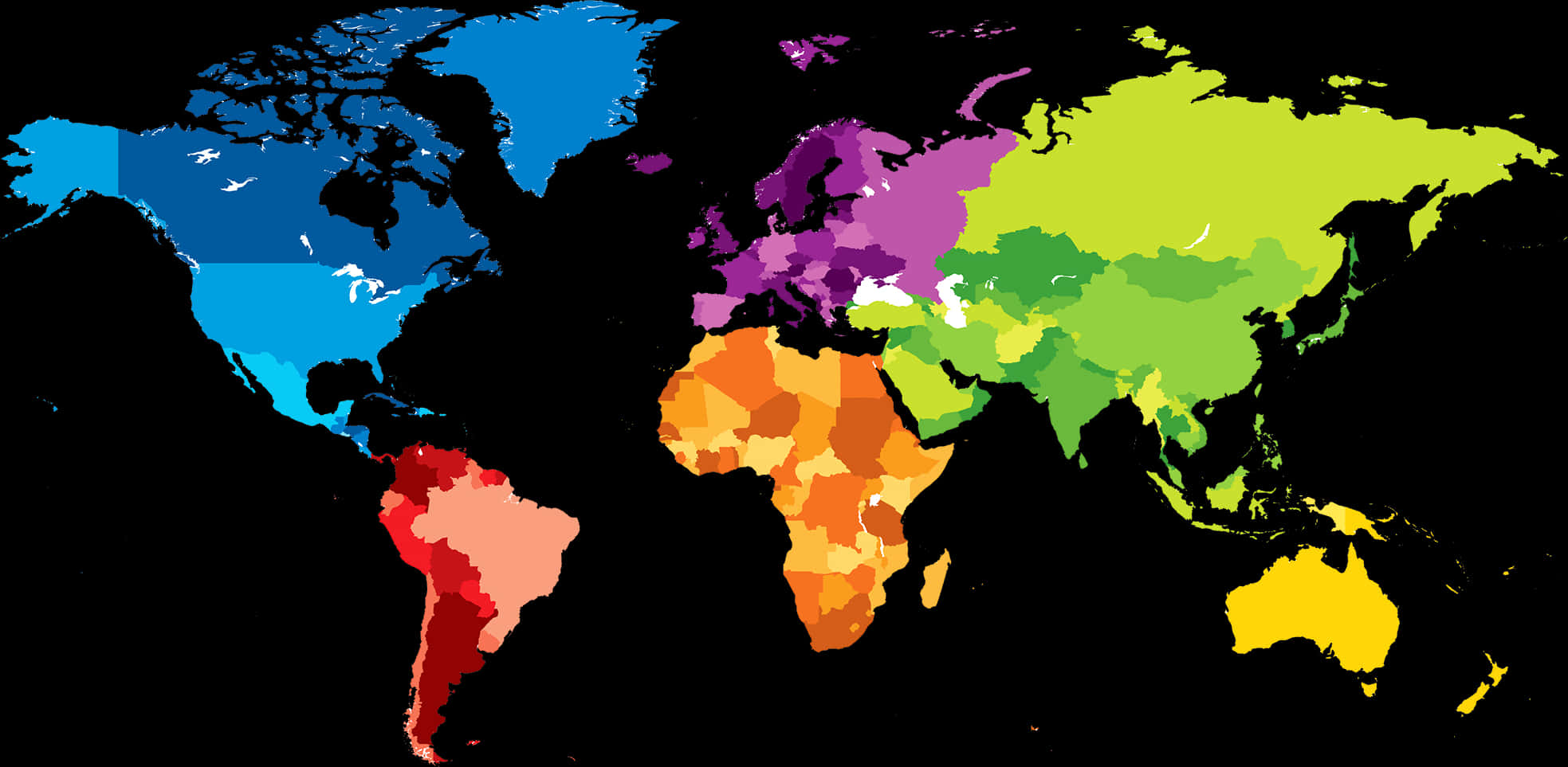 Colorful World Map PNG