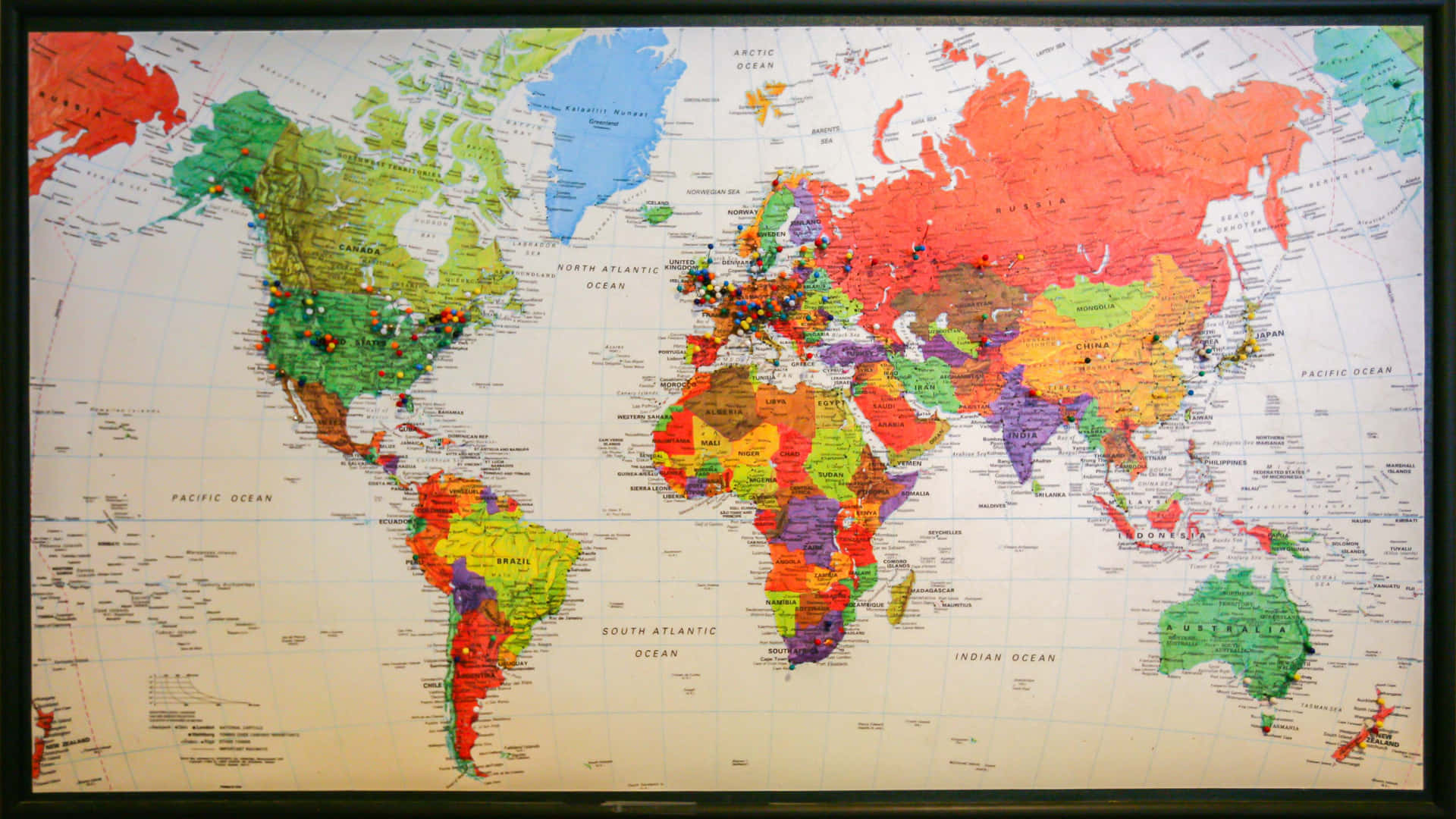 Colorful World Map Wall Art Wallpaper