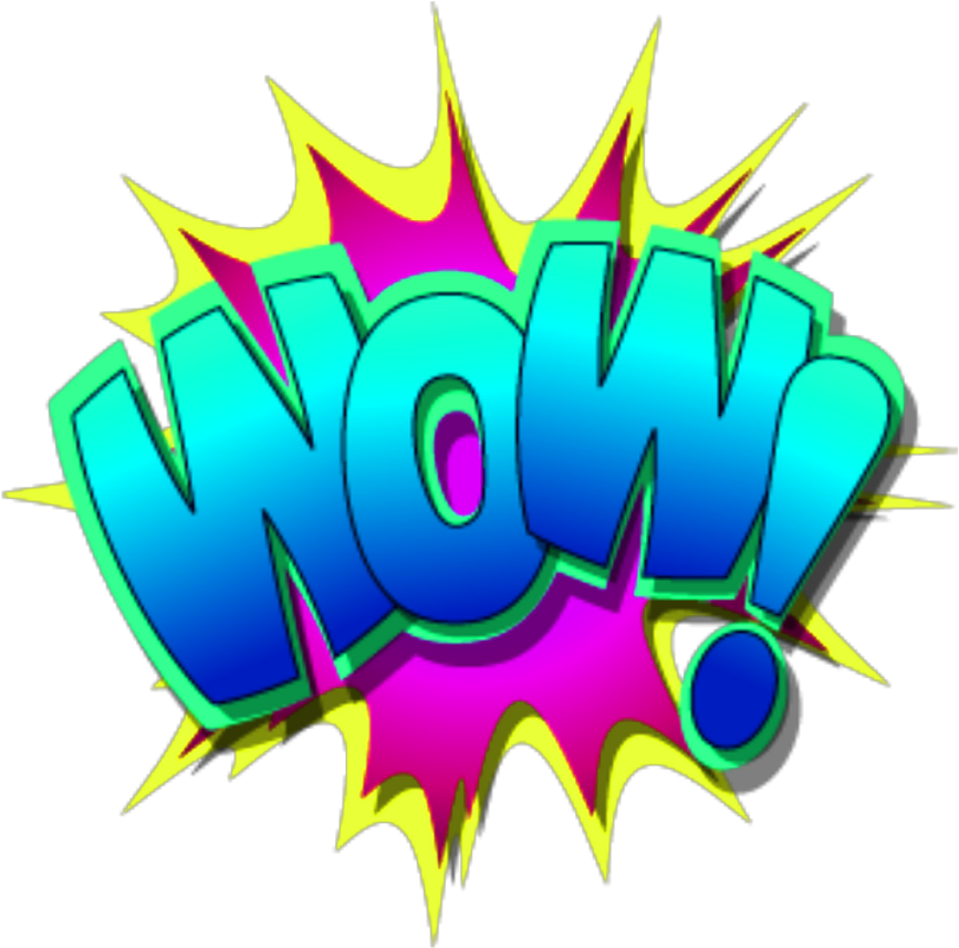 Colorful Wow Exclamation Graphic PNG