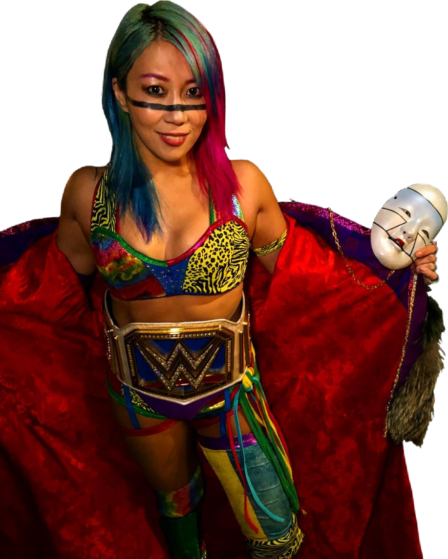 Colorful Wrestlerwith Championship Beltand Mask PNG