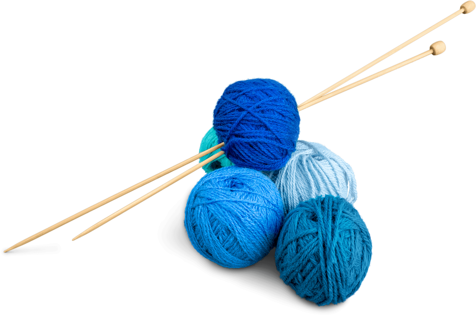 Colorful Yarn Balls With Knitting Needles PNG