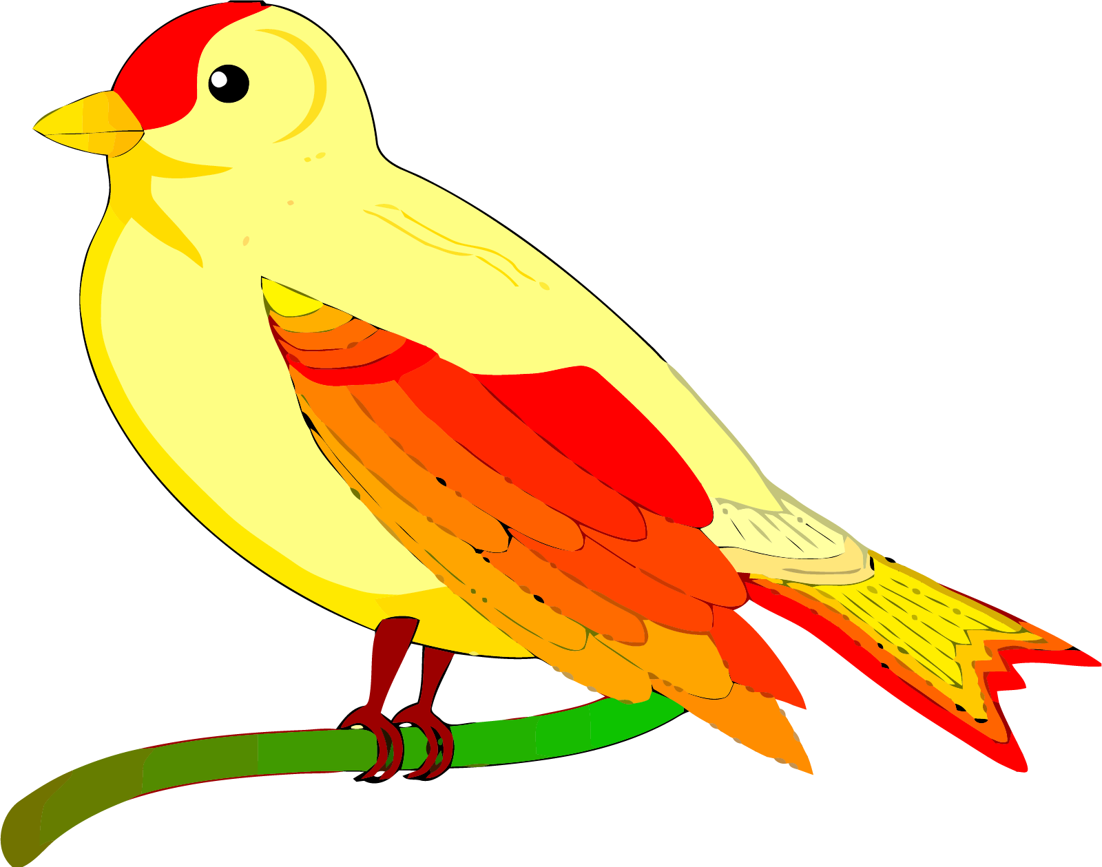 Colorful Yellow Bird Illustration PNG