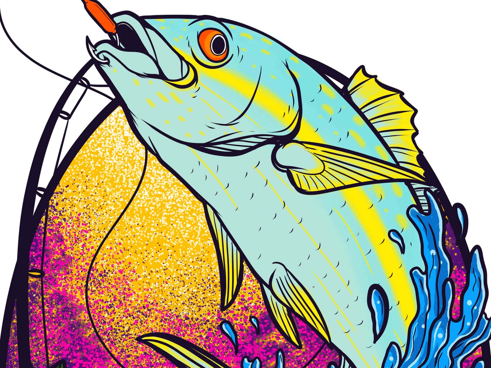 Colorful Yellowtail Snapper Illustration Wallpaper